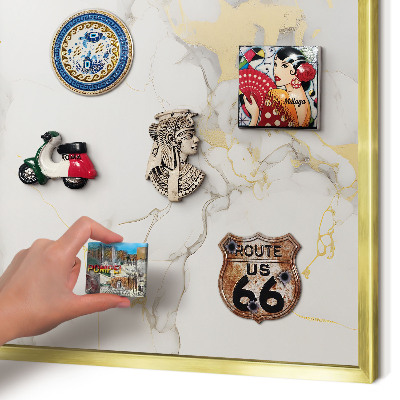 Metal magnet board with a gold frame Delicate elegance