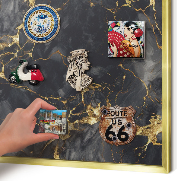 Magnetic board for magnets in a gold frame Delicate veins