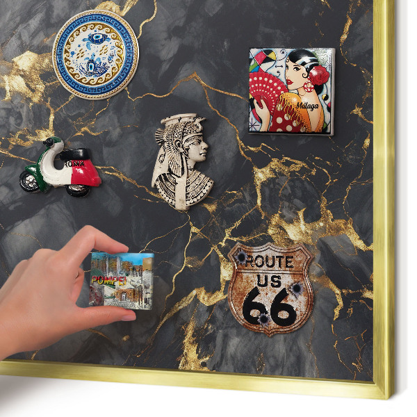 Magnetic board for magnets in a gold frame Delicate veins