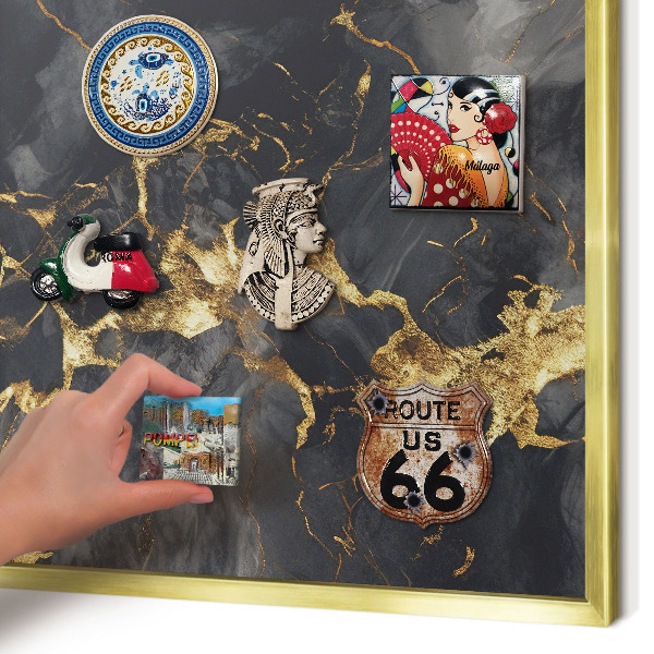 Magnetic board for magnets in a gold frame Delicate veins