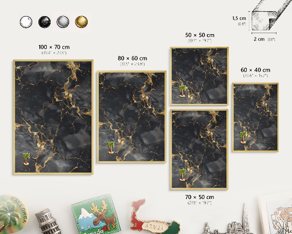 Magnetic board for magnets in a gold frame Delicate veins