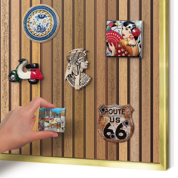 Metal magnet board with a gold frame Warm belts
