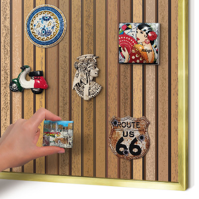 Metal magnet board with a gold frame Warm belts
