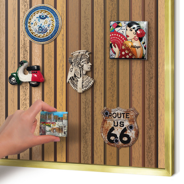 Metal magnet board with a gold frame Warm belts
