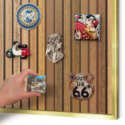 Metal magnet board with a gold frame Warm belts