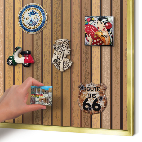 Metal magnet board with a gold frame Warm belts