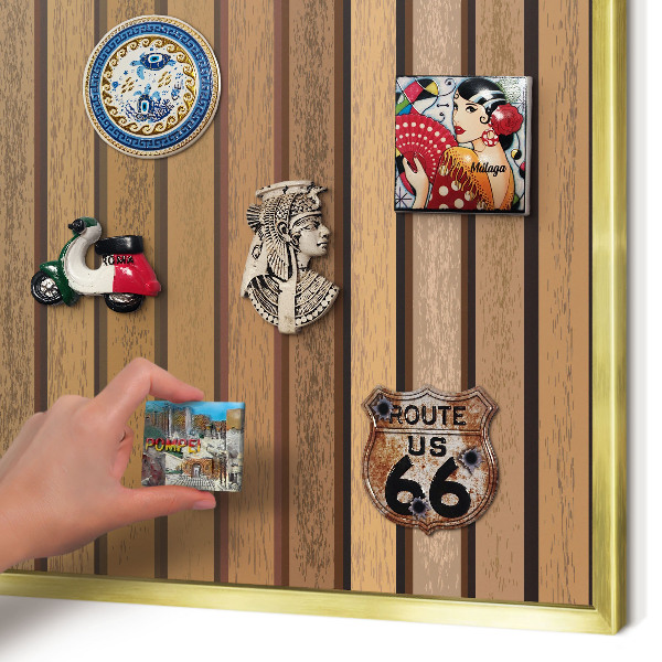 Metal magnet board with a gold frame Warm belts