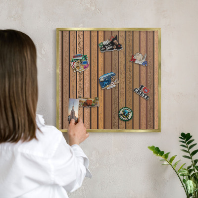 Metal magnet board with a gold frame Warm belts