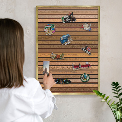 Metal magnet board with a gold frame Warm belts