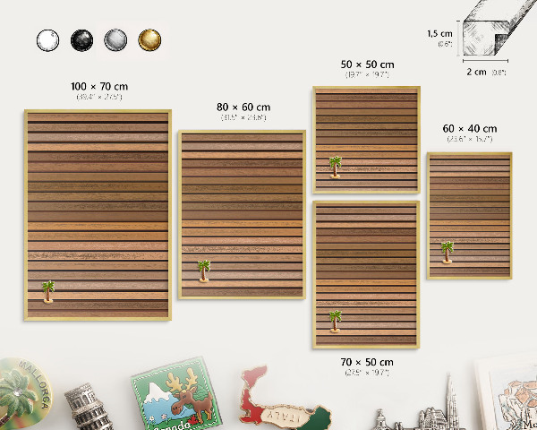 Metal magnet board with a gold frame Warm belts