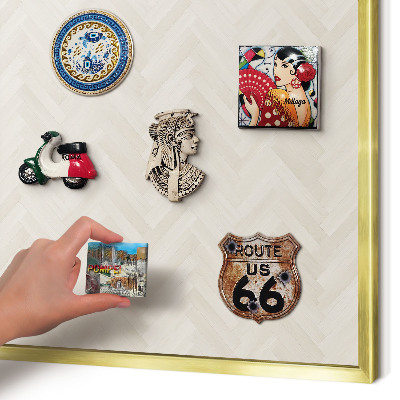 Magnetic board for magnets in a gold frame Subtle herringbone