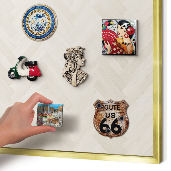 Magnetic board for magnets in a gold frame Subtle herringbone