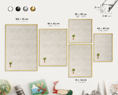 Magnetic board for magnets in a gold frame Subtle herringbone