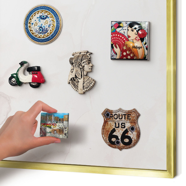 Magnetic board for magnets in a gold frame Marble elegance
