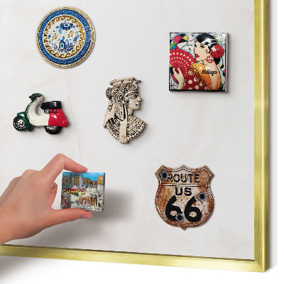 Magnetic board for magnets in a gold frame Marble elegance