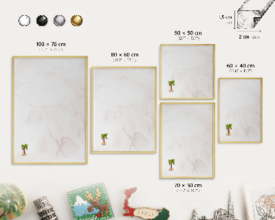 Magnetic board for magnets in a gold frame Marble elegance
