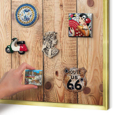 Metal magnet board with a gold frame Wooden boards
