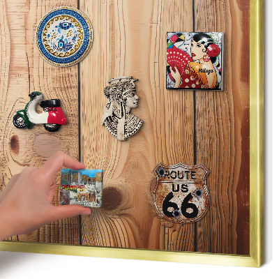 Metal magnet board with a gold frame Wooden boards