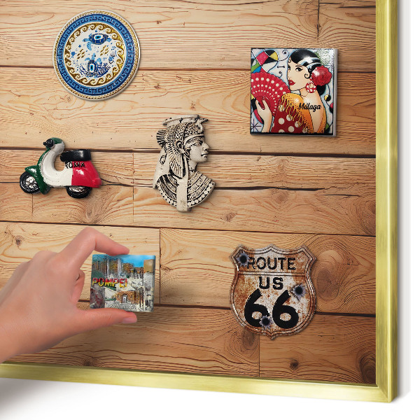 Magnetic board for magnets in a gold frame Wooden boards