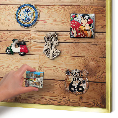 Magnetic board for magnets in a gold frame Wooden boards