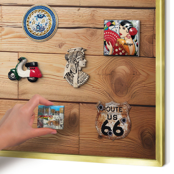 Magnetic board for magnets in a gold frame Wooden boards