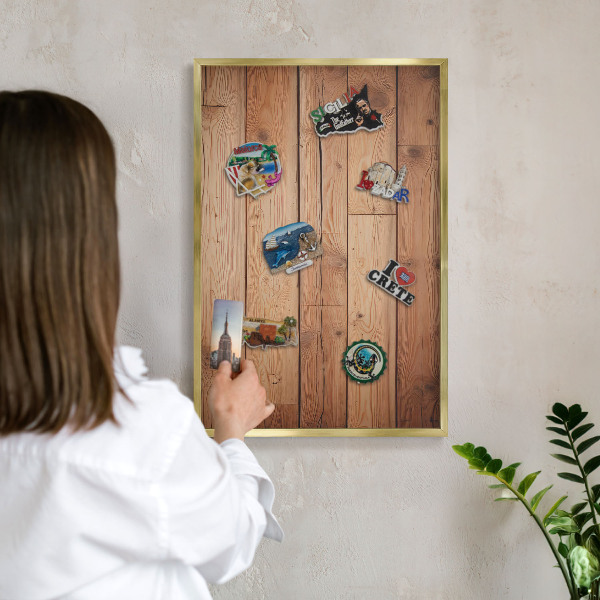 Magnetic board for magnets in a gold frame Wooden boards