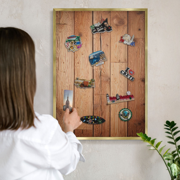 Magnetic board for magnets in a gold frame Wooden boards