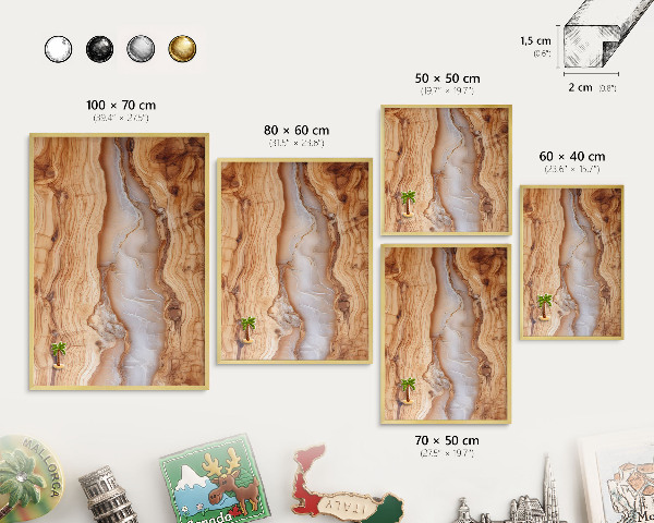 Metal magnet board with a gold frame Wooden elegance