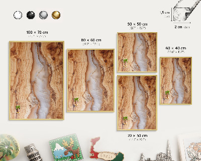 Metal magnet board with a gold frame Wooden elegance