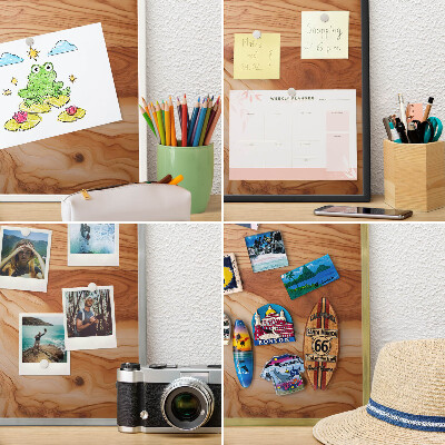 Magnetic board for magnets in a gold frame Wooden texture