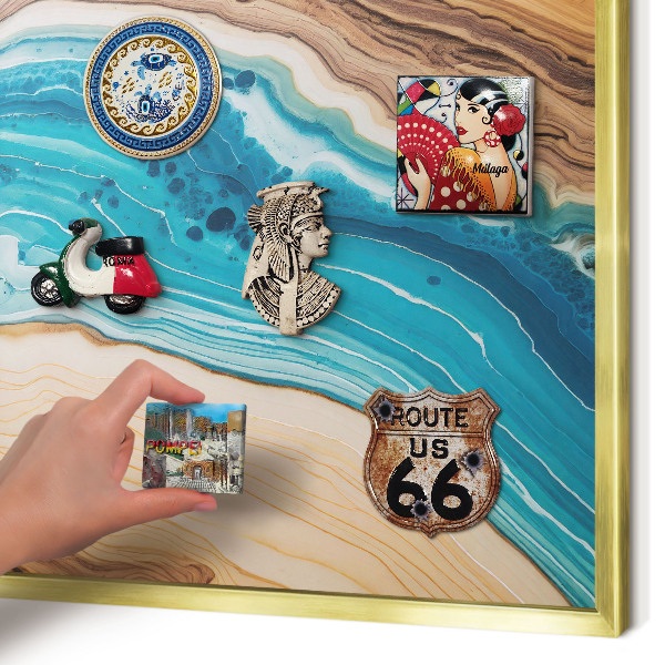 Magnetic board for magnets in a gold frame Earth's layers