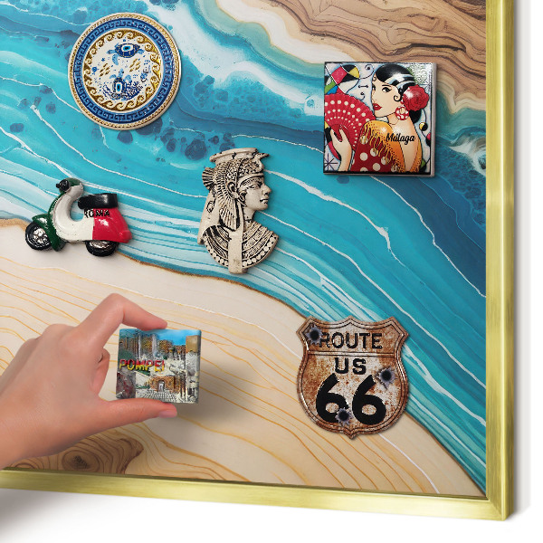 Magnetic board for magnets in a gold frame Earth's layers