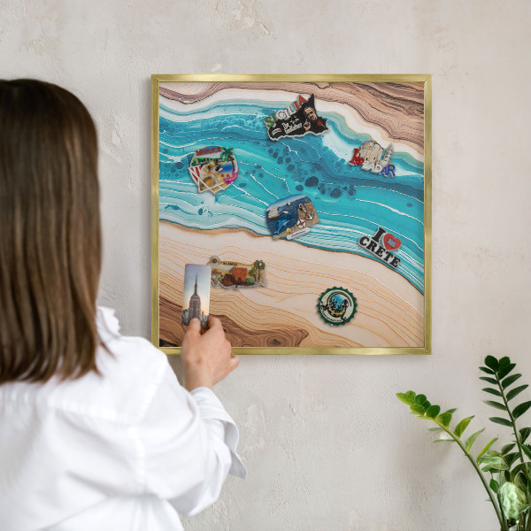 Magnetic board for magnets in a gold frame Earth's layers