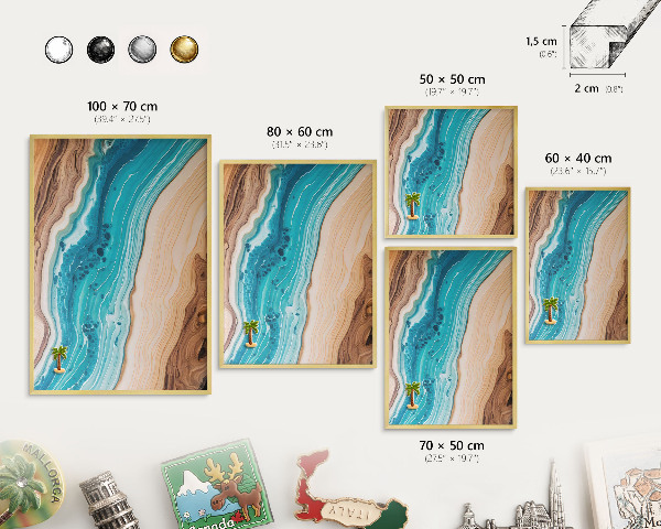 Magnetic board for magnets in a gold frame Earth's layers