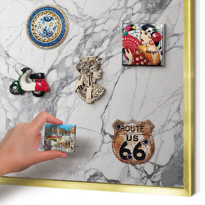 Magnetic board for magnets in a gold frame Marble elegance
