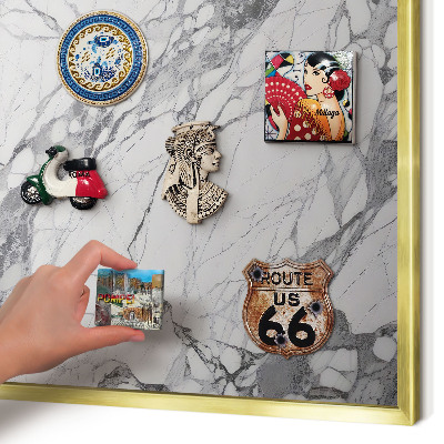 Magnetic board for magnets in a gold frame Marble elegance