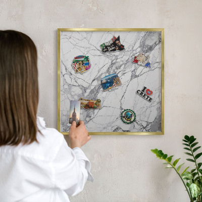 Magnetic board for magnets in a gold frame Marble elegance