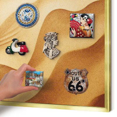 Metal magnet board with a gold frame Sand waves