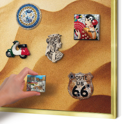 Metal magnet board with a gold frame Sand waves
