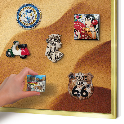 Metal magnet board with a gold frame Sand waves