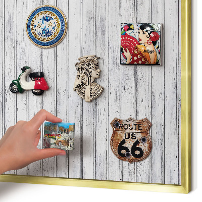Magnetic board for magnets in a gold frame Light wood