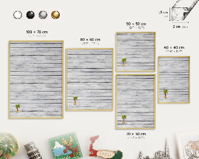 Magnetic board for magnets in a gold frame Light wood