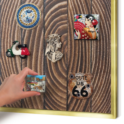 Metal magnet board with a gold frame Wood structure