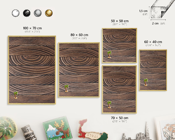 Metal magnet board with a gold frame Wood structure