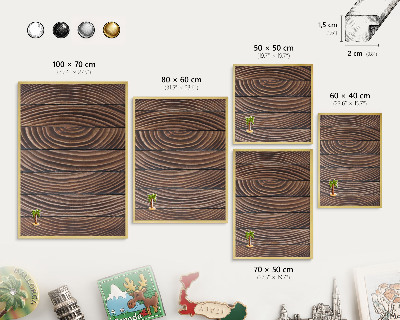 Metal magnet board with a gold frame Wood structure