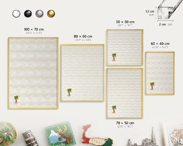Magnetic board for magnets in a gold frame Artistic arches