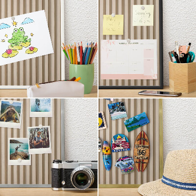 Metal magnet board with a gold frame Wooden slats