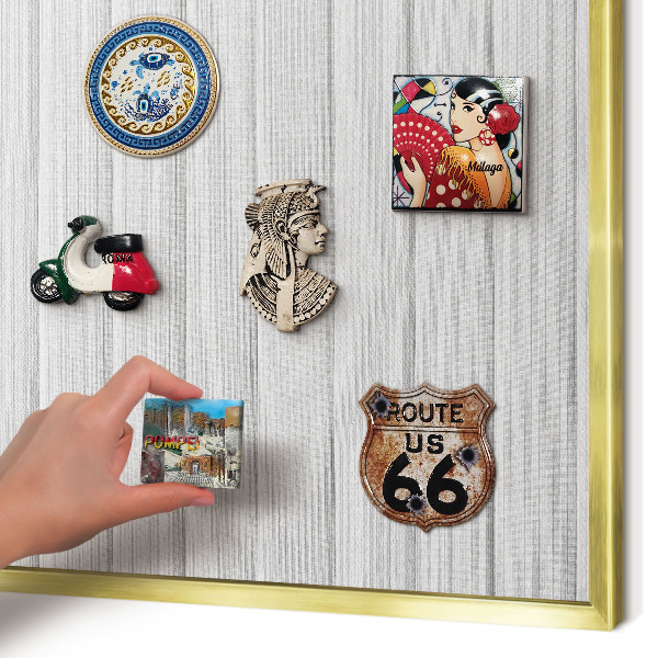 Metal magnet board with a gold frame Minimalist stripes