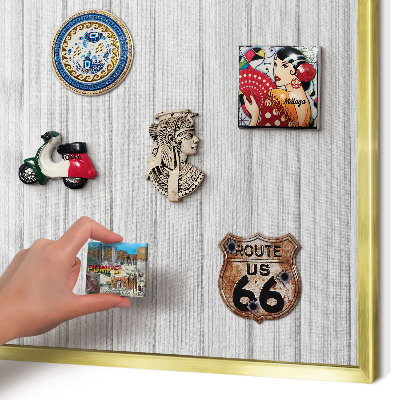 Metal magnet board with a gold frame Minimalist stripes