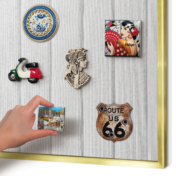 Metal magnet board with a gold frame Minimalist stripes